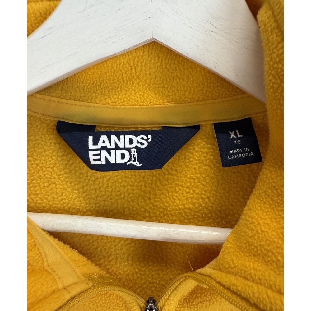 Lands End Women's Sz XL Yellow Mock Neck‎ Fleece 1/4 Zip Pullover Sweater - Picture 3 of 7
